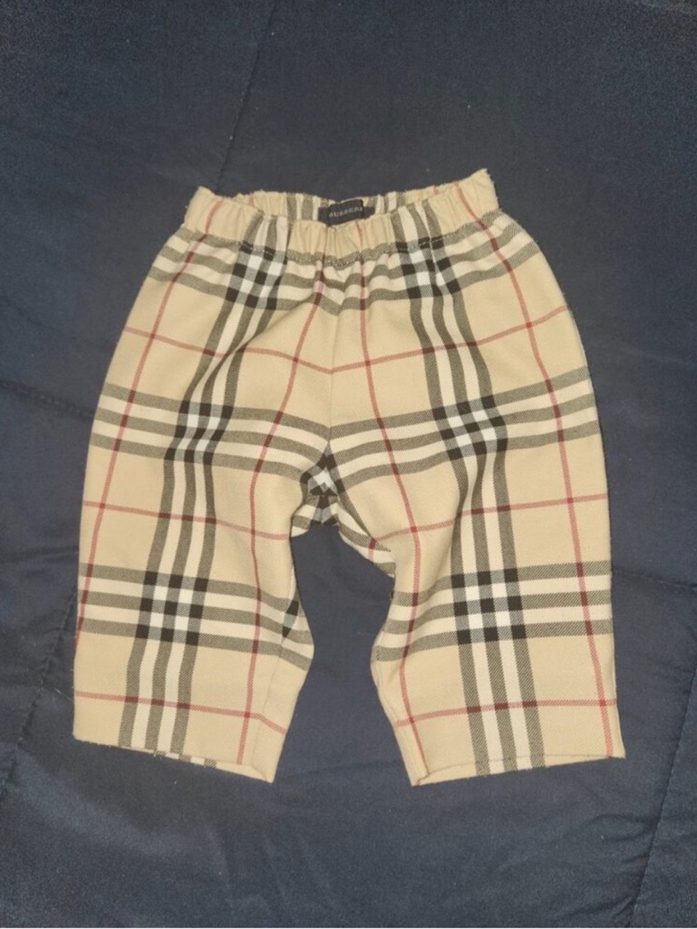 Burberry Beige Plaid Elastic-Waist Kids Pants
